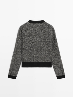 Massimo Dutti Кардиган из смесовой шерсти с золотистыми пуговицами, черный