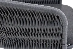 "Бордо" стул барный плетеный из роупа (колос), каркас из стали серый (RAL7022) муар, роуп серый 15мм, ткань темно-серая 027