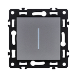 Выключатель кнопочный 1-клавишный 10А/250В с LED подсветкой, серый Kollinger Asthetik AS-012GY