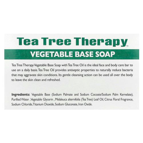 Tea Tree Therapy, Мыло на растительной основе, с маслом чайного дерева, брусок 110 г (3,9 унции)