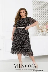 Платье 2503-черный-фуксия Minova