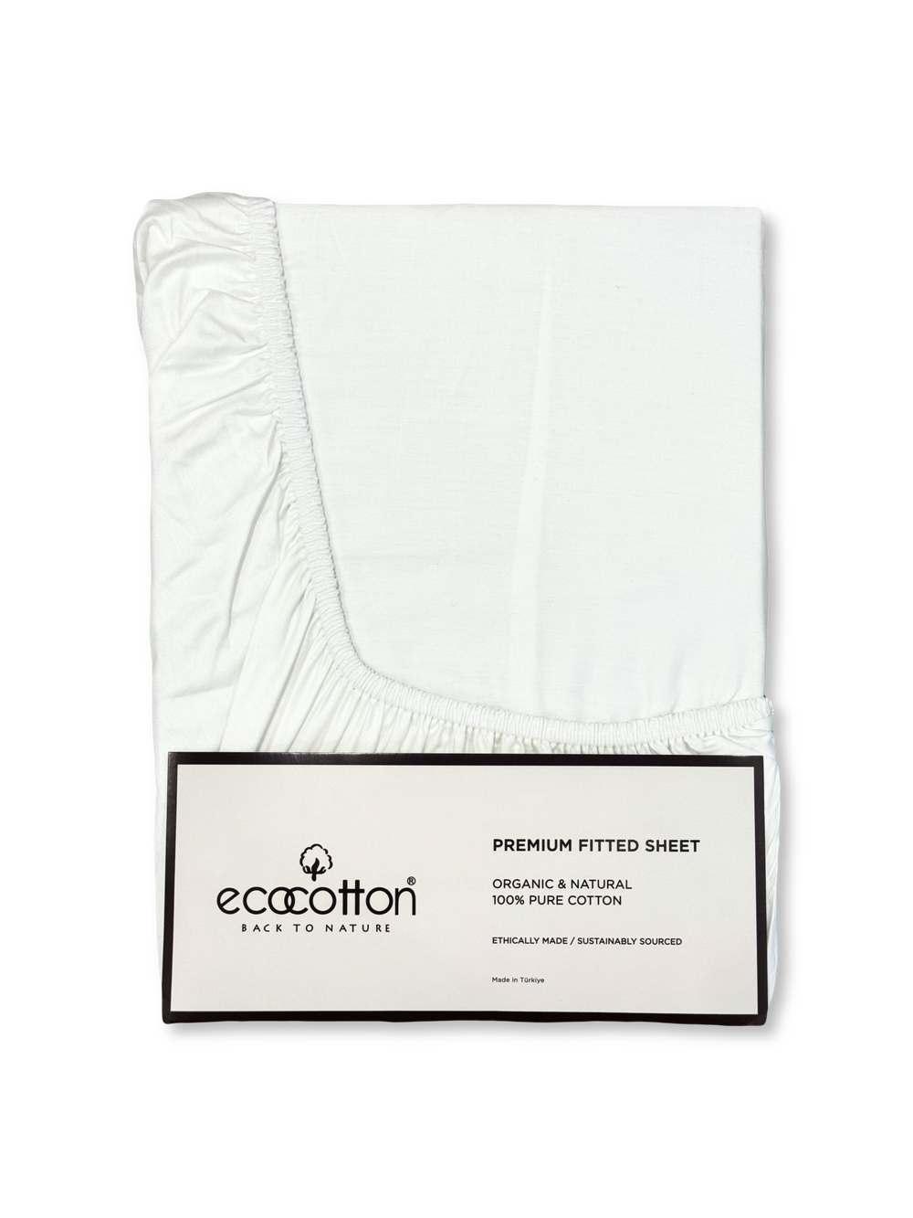 Сатиновая простынь на резинке EcoCotton 180х200 | белая