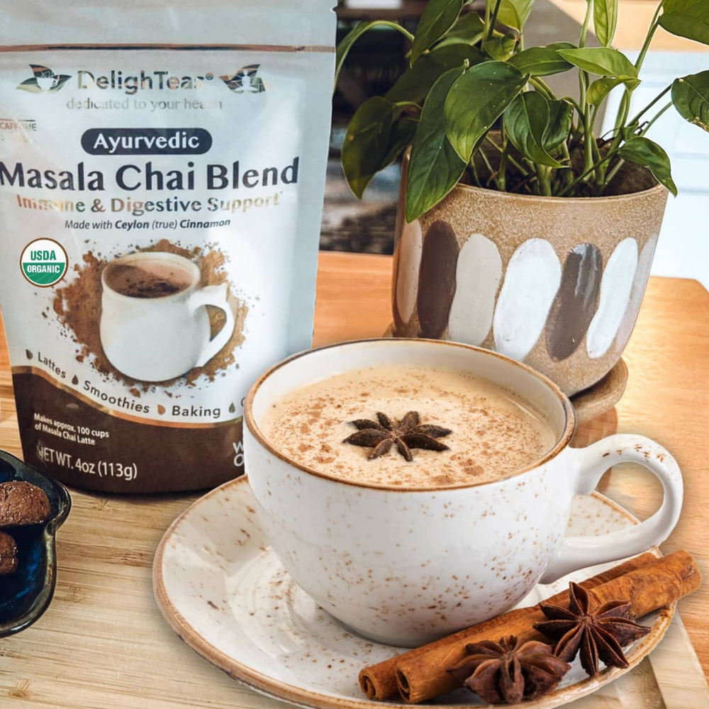 DelighTeas, Аюрведическая смесь чая масала, без кофеина, 113 г (4 унции)