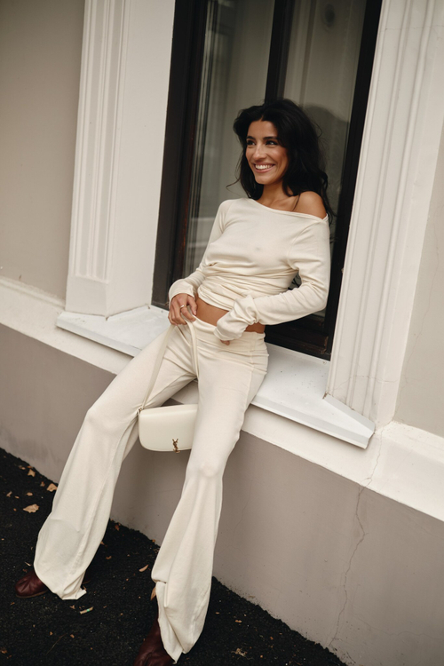 Трикотажный костюм с брюками milk