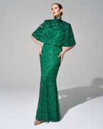 Укороченный кейп "Малахитовая шкатулка" с вышивкой ручной работы