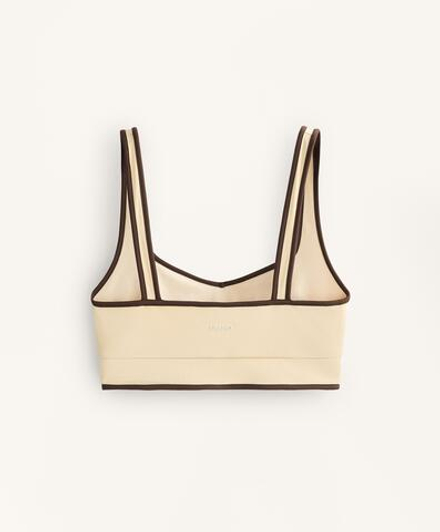 Oysho Топ Comfortlux с контрастными деталями, ванильный