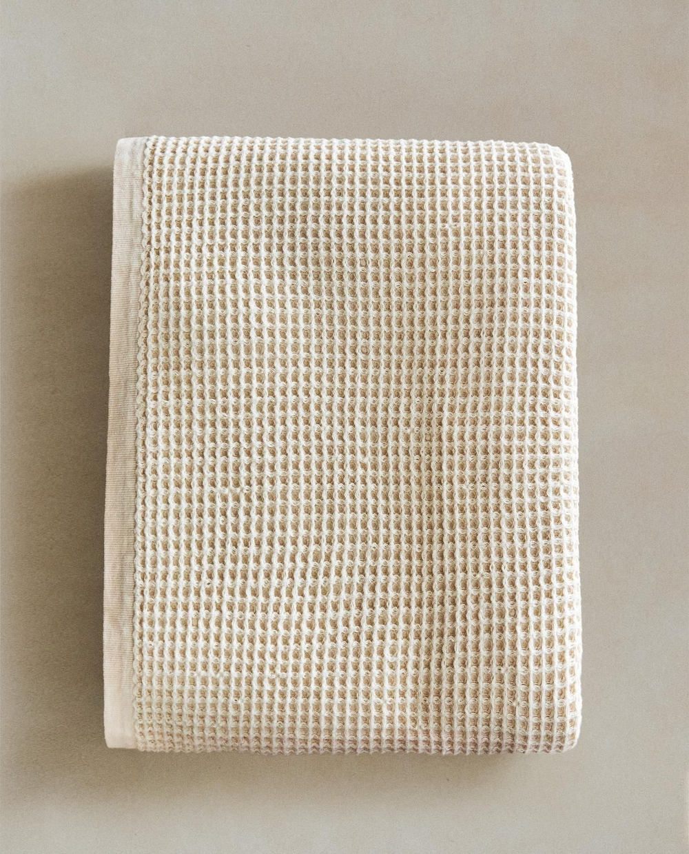 Zara Home - Хлопковое вафельное банное полотенце, бежевый, 50х90 см