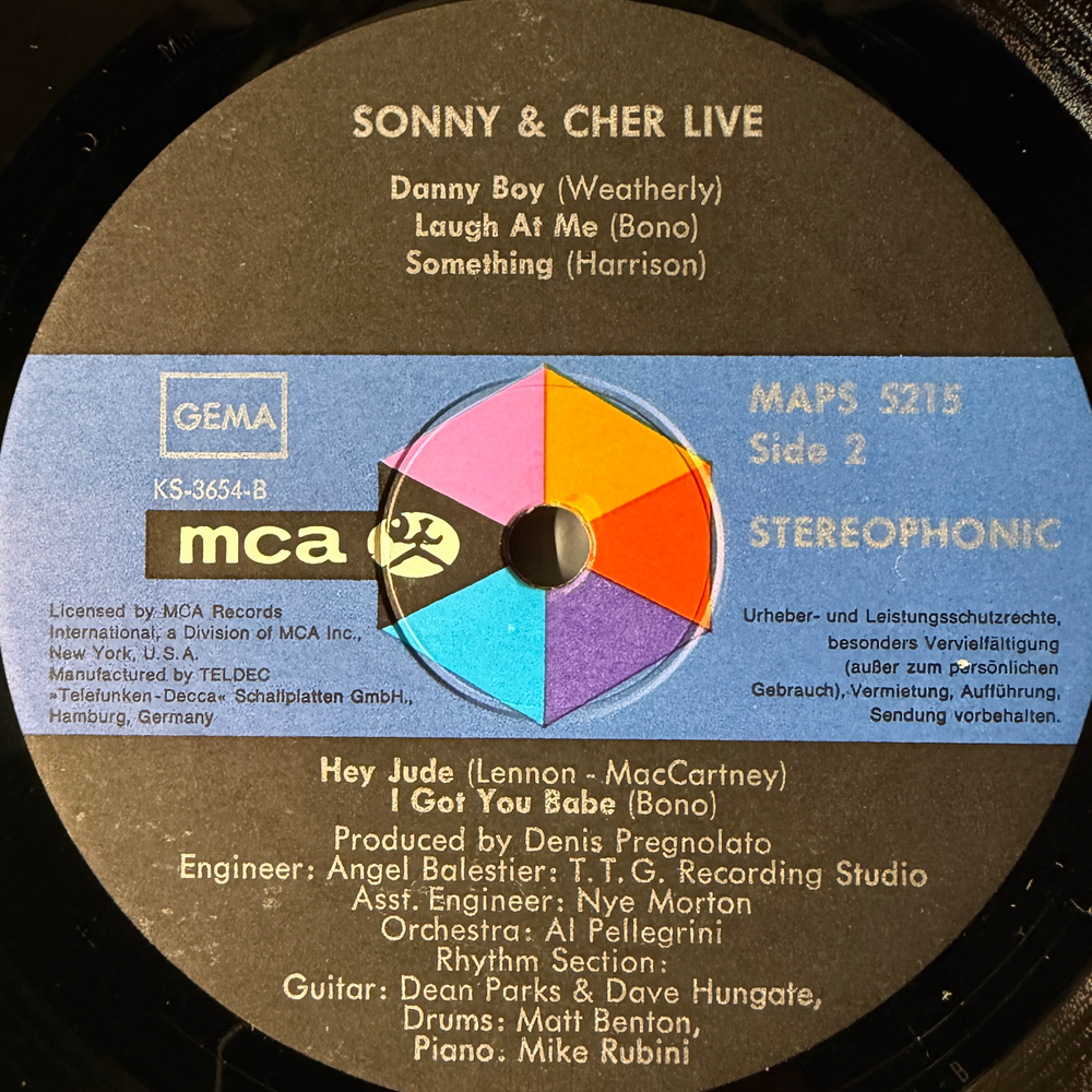 Sonny & Cher ‎– Sonny & Cher Live (Германия 1971г.) Т