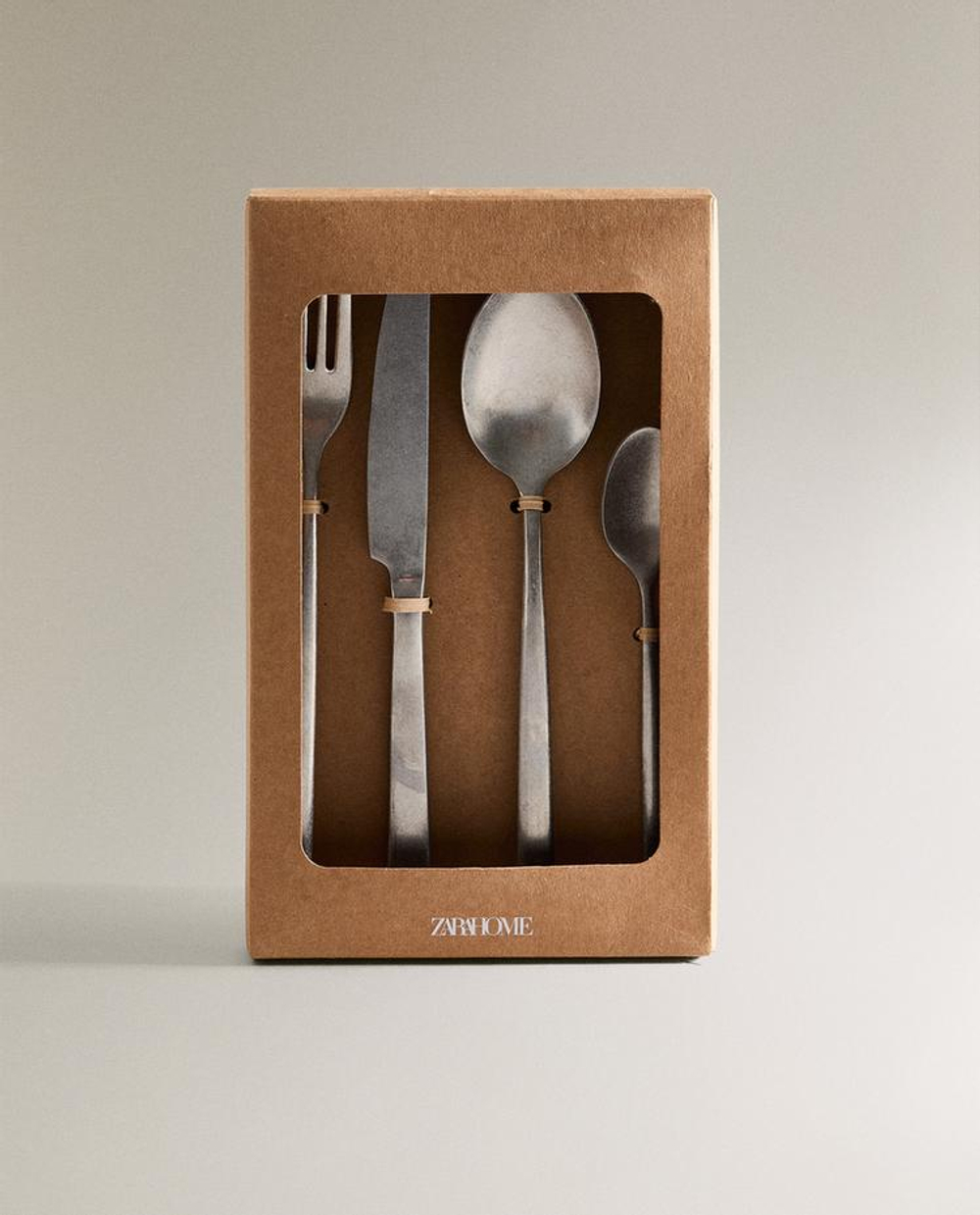 ZARA HOME ВИНТАЖНЫЙ НАБОР СТОЛОВЫХ ПРИБОРОВ( 4 ШТ.), СТАЛЬНОЙ СЕРЫЙ