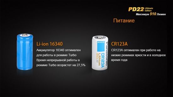 Яркий компактный фонарь Fenix PD22 Ultimate Edition, 510 люмен