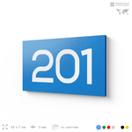 Номер на дверь 201, табличка на дверь для офиса, квартиры, кабинета, аудитории, склада, голубой 120х70 мм, Айдентика Технолоджи