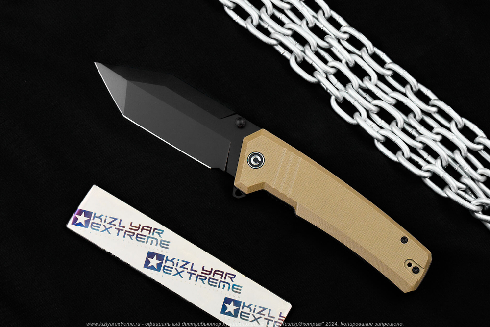 Нож Civivi Bhaltair C23024-2 сталь 14C28N Black рукоять Tan Coarse G10