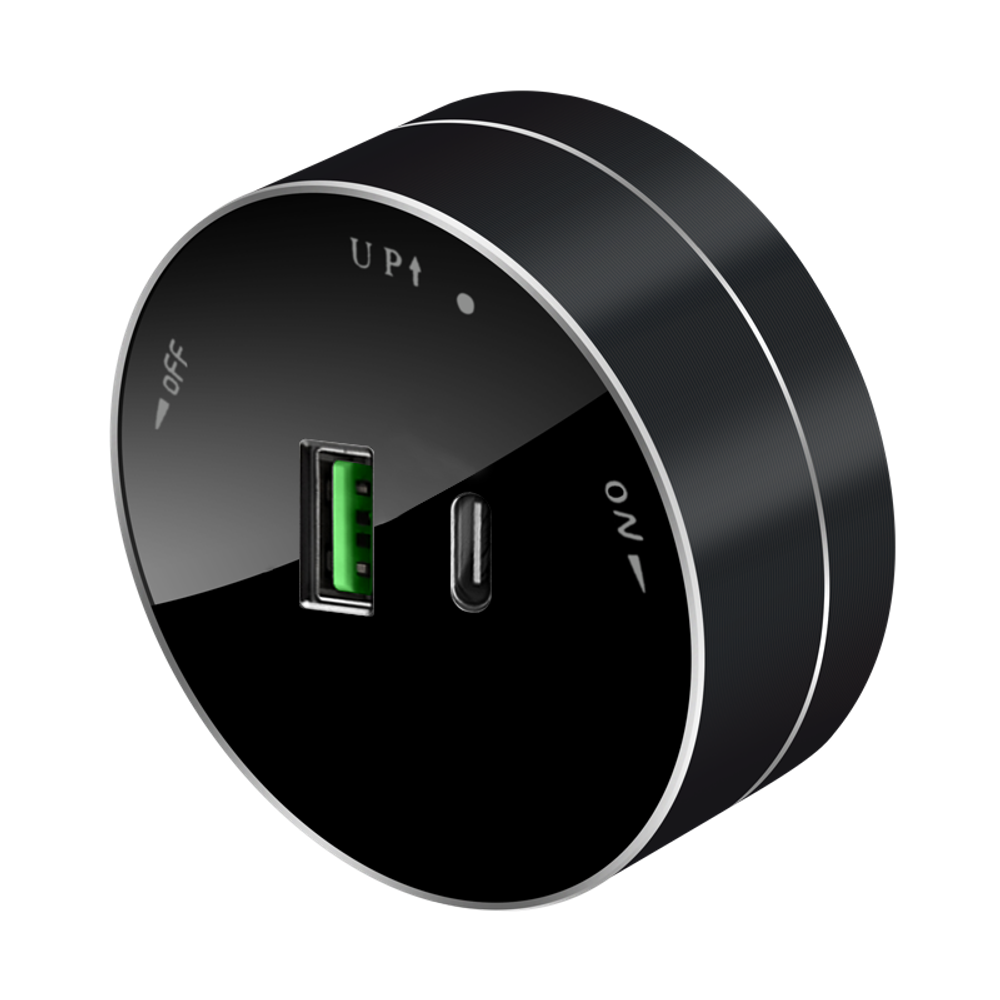 MULTITRACK Розетка 2хUSB (тип А+С) 18 Вт, 5 В/3 А АНТРАЦИТ