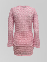 Костюм Luna style вязаный однотонный из кофточки на пуговицах и короткой юбки