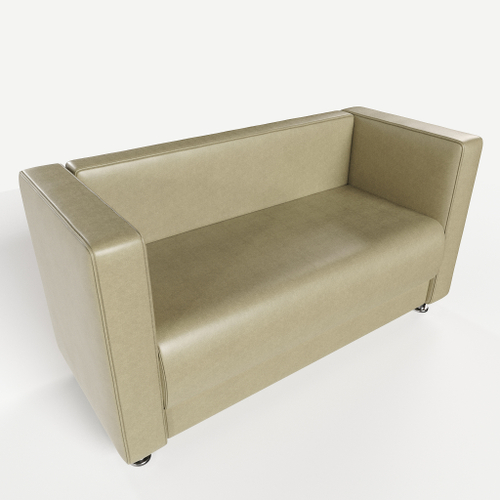 Диван прямой офисный из эко кожи с подлокотниками Пауза A12 (Бежевый)