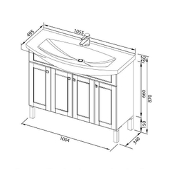 Тумба с раковиной Aquanet Честер 105 черный/серебро