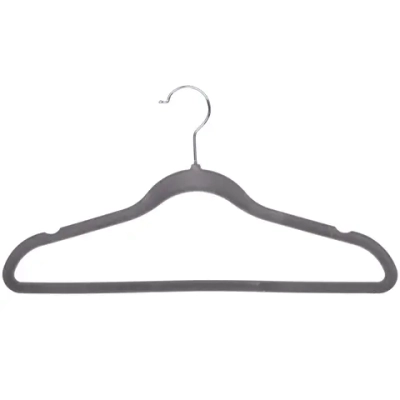 Плечики нескользящие с флокированным покрытием 4шт «ИДЕЯДОМА», цвет серый, 42см (лейбл Селфи)