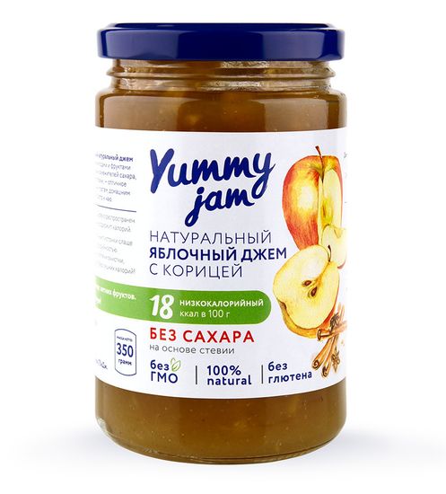 Джем низкокалорийный Yummy Jam яблочный, ст.б, 350г.