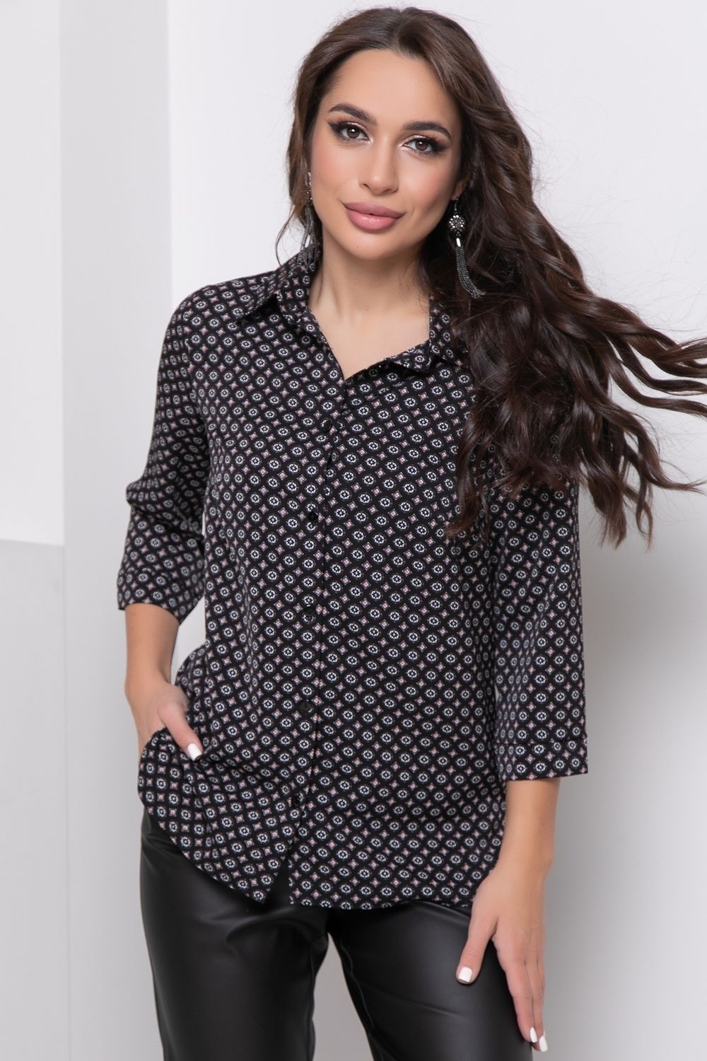 Рубашка Жаклин модная (блэк) Diolche (Акция)