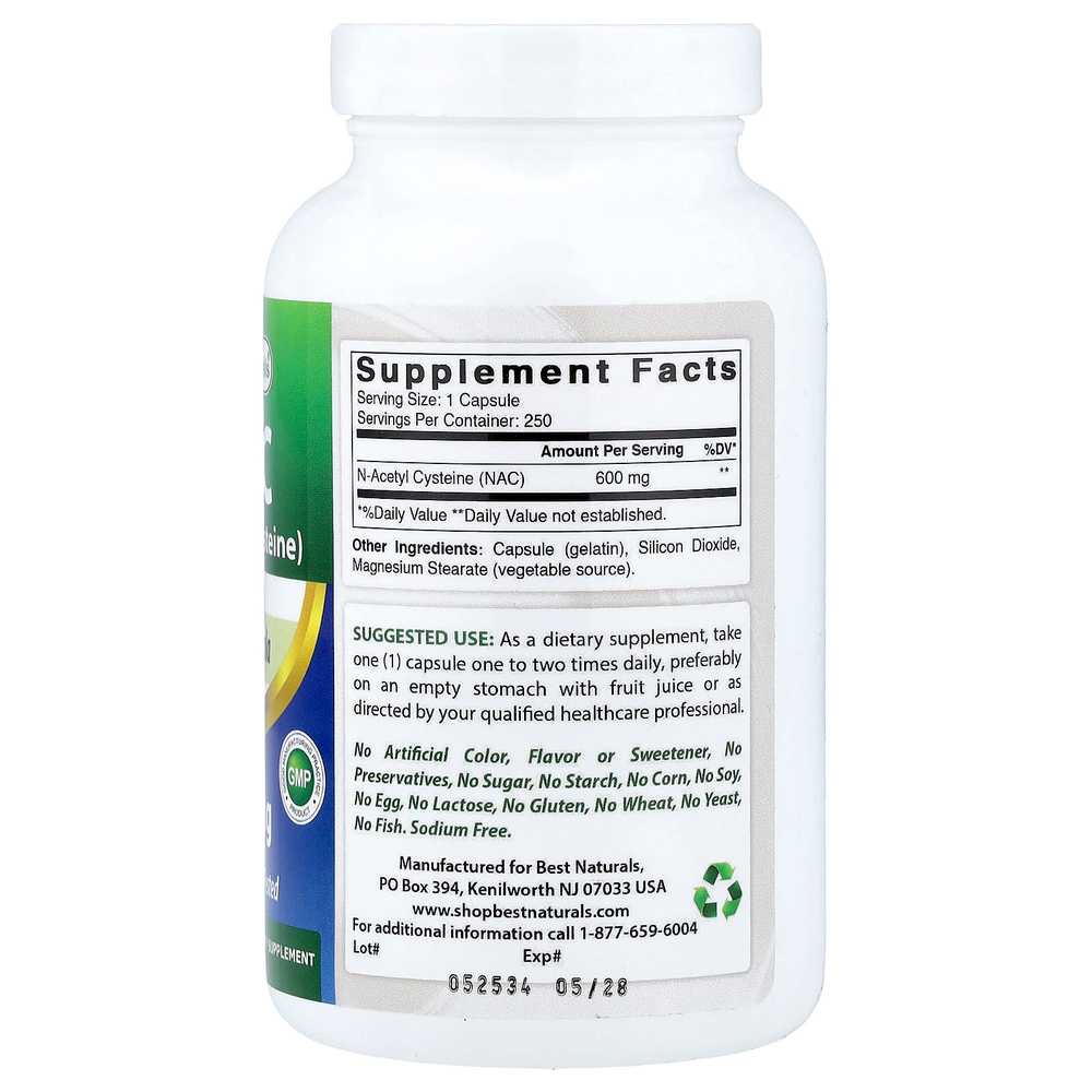 Best Naturals, NAC, 600 мг, 250 капсул