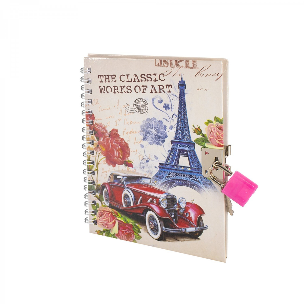 Блокнот 11,0 см * 15,0 см , гребень, Alingar, ламинация, замочек, 45 л., клетка, "Путешествие"