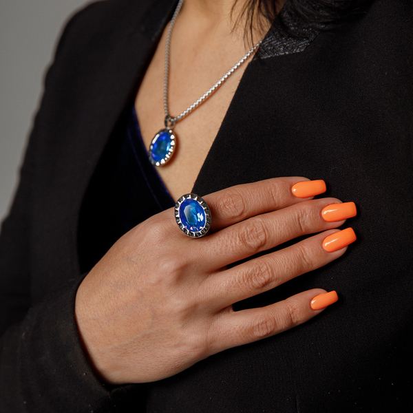 Кольцо Qudo TIVOLA UNICA big (S/P) Royal blue delite 54 688150 размер 17,2