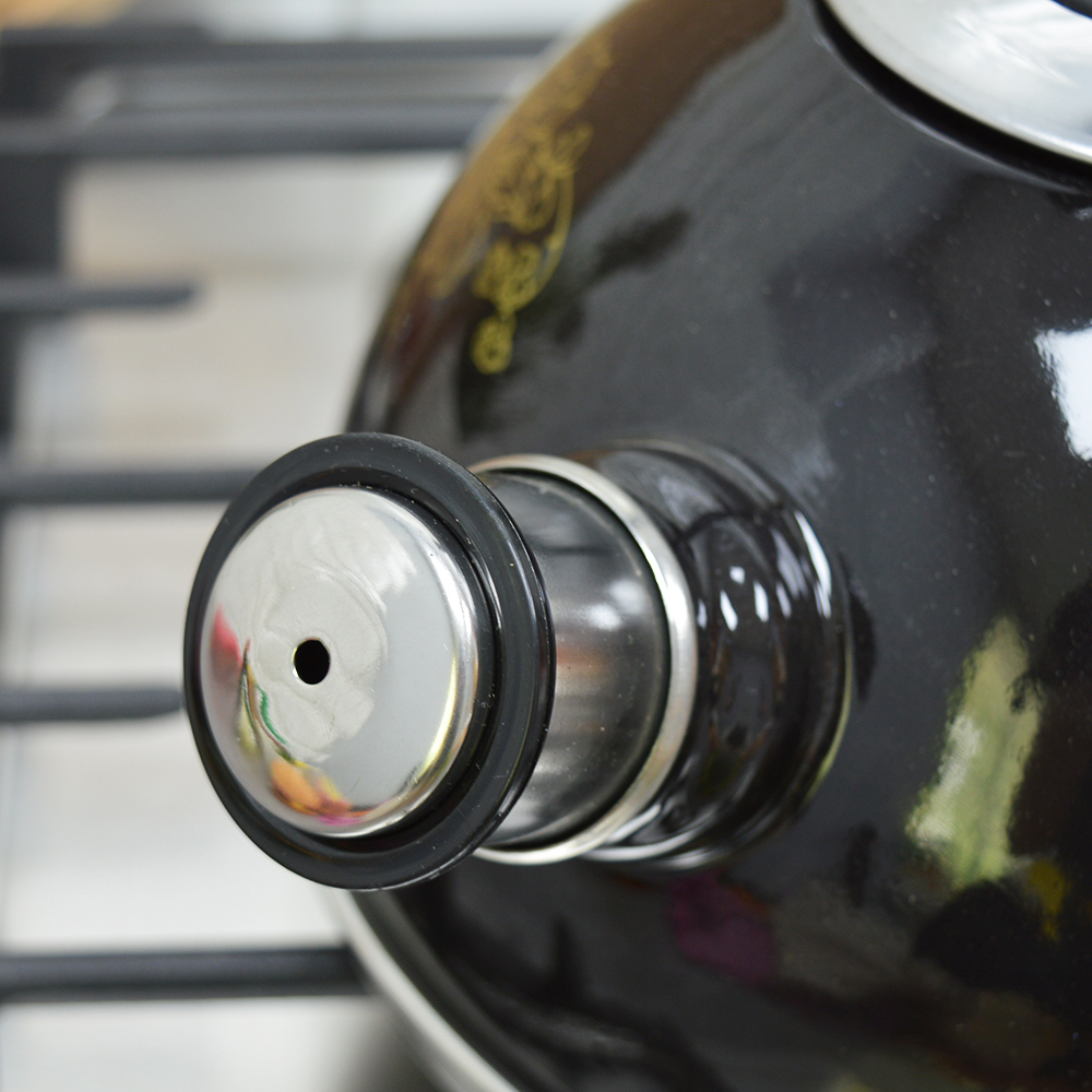 Чайник 2,5л со свистком, консольная ручка, черный "Олимпия"