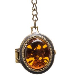 AM-1611 Брелок «Медальон Лоза» (латунь, янтарь)