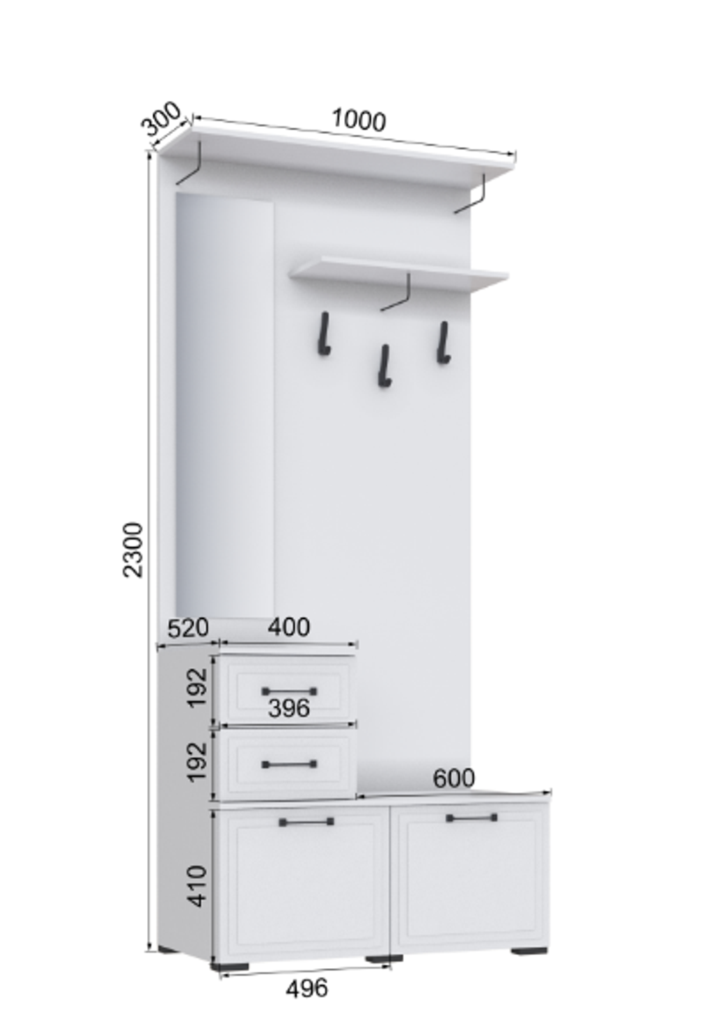 Прихожая центральная секция Бруклин 100ПЦС-2