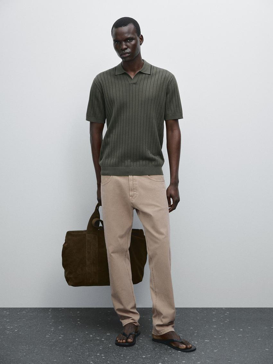 Massimo Dutti Поло из 100% хлопка, зеленый