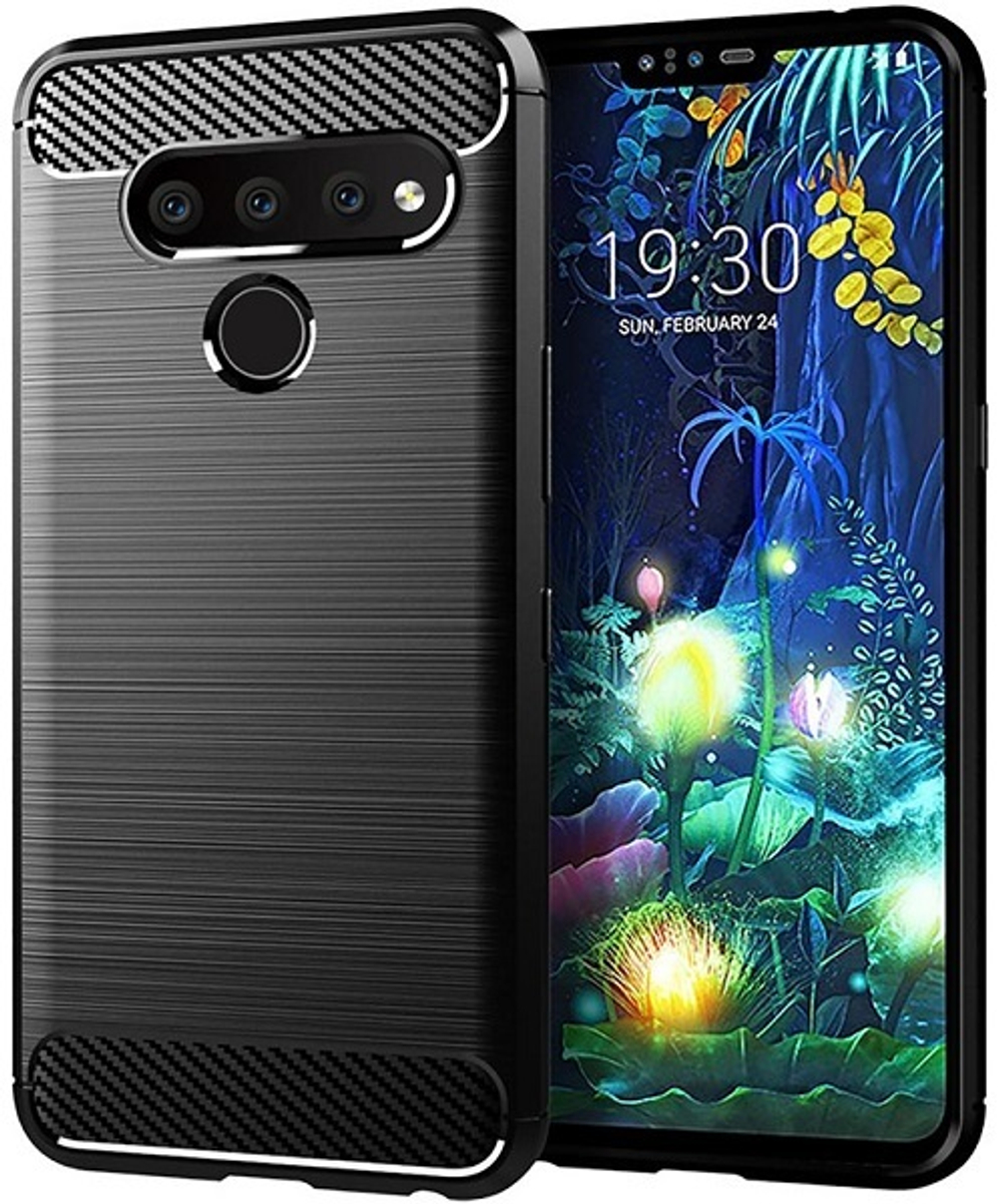 Чехол для LG V50 ThinQ цвет Black (черный), серия Carbon от Caseport