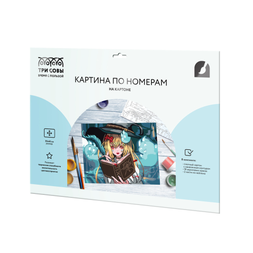 Картина по номерам на картоне "Аниме", 30*40, с акриловыми красками и кистями, ТРИ СОВЫ