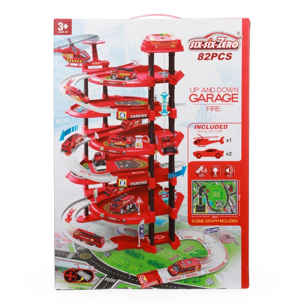 Набор "Паркинг" парковка многоуровневая, 82 дет., в комп. машинки, вертолет, свет. и звук. эффекты,