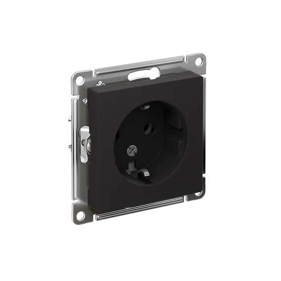 Розетка 1-м СП AtlasDesign 16А IP20 с заземл. механизм карбон SE ATN001043