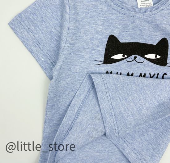 Футболка хлопковая "Папа-мой герой" св-голубой меланж