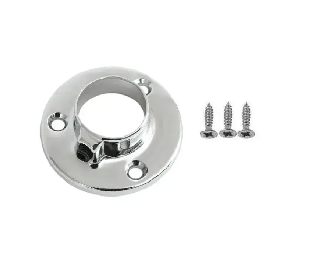 Штангодержатель мебельный для круглой штанги D25 мм, 2 шт., саморезы 6 шт. OTLEX для шкафа и гардероба, боковое крепление, металл, хромированное покрытие