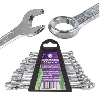 Набор ключей комбинированных 12 пр.(6-15,17,19мм),в пластиковом держателе Помощник 5124MP