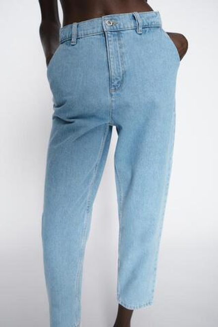 ZARA ДЖИНСЫ С ВЫСОКОЙ ПОСАДКОЙ CARROT FIT Z1975, ВЫЦВЕТШИЙ СИНИЙ