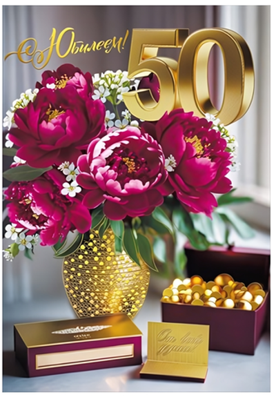 Открытка А4 "С юбилеем 50!"