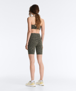 OYSHO Легинсы-велосипедки Evermove с высокой посадкой (20 см) и леопардовый принтом, темный хаки