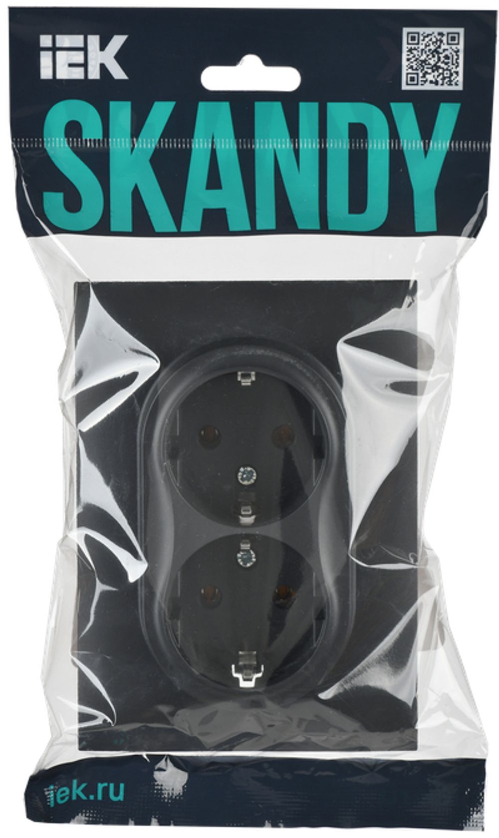 SKANDY Розетка 2-местная с заземлением без защитных шторок 16А в сборе SK-R08T титан IEK