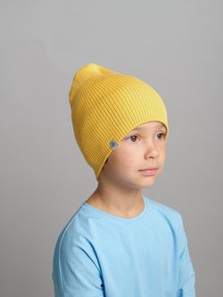 Шапка вязаная хлопковая ТВИНС(Мед, сандал)
