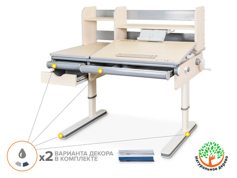 Растущая парта Mealux Montreal Multicolor BD-670 (1200×650 мм)