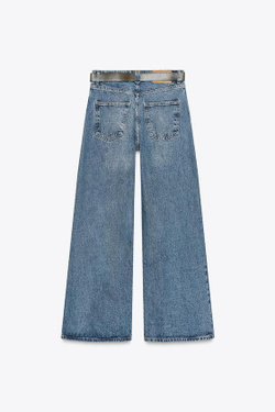 ZARA ДЖИНСЫ Z1975 WIDE-LEG LOOSE С ШИРОКИМИ ШТАНИНАМИ, ЛИНЯЛЫЙ СИНИЙ