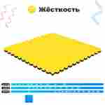 ЭВА-плитка жёлто-чёрная 100×100×2 см - мягкий коврик-пазл, ромбы, 10 шт.