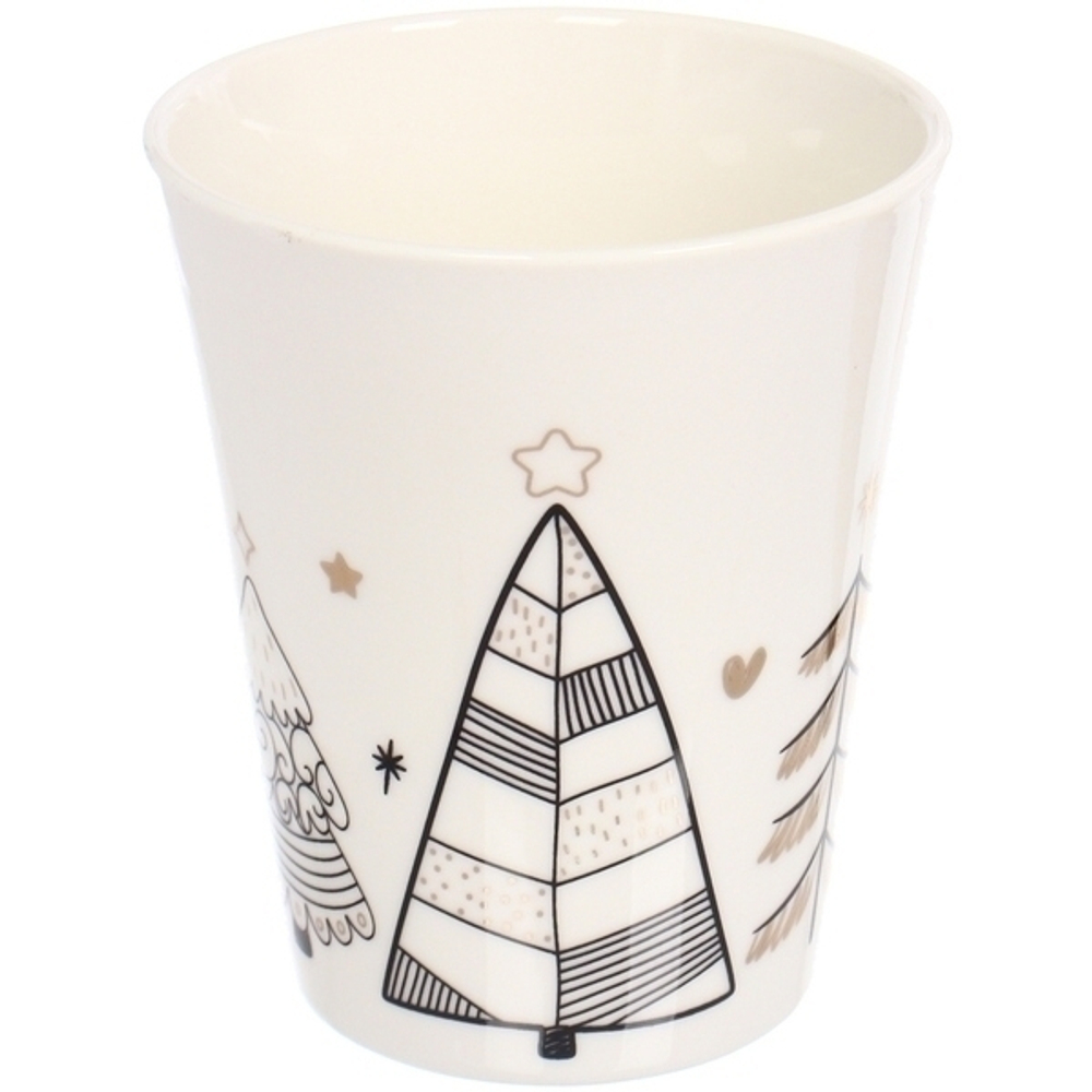 Кружка керамическая 380мл «Ёлки золотые», микс 4рисунка