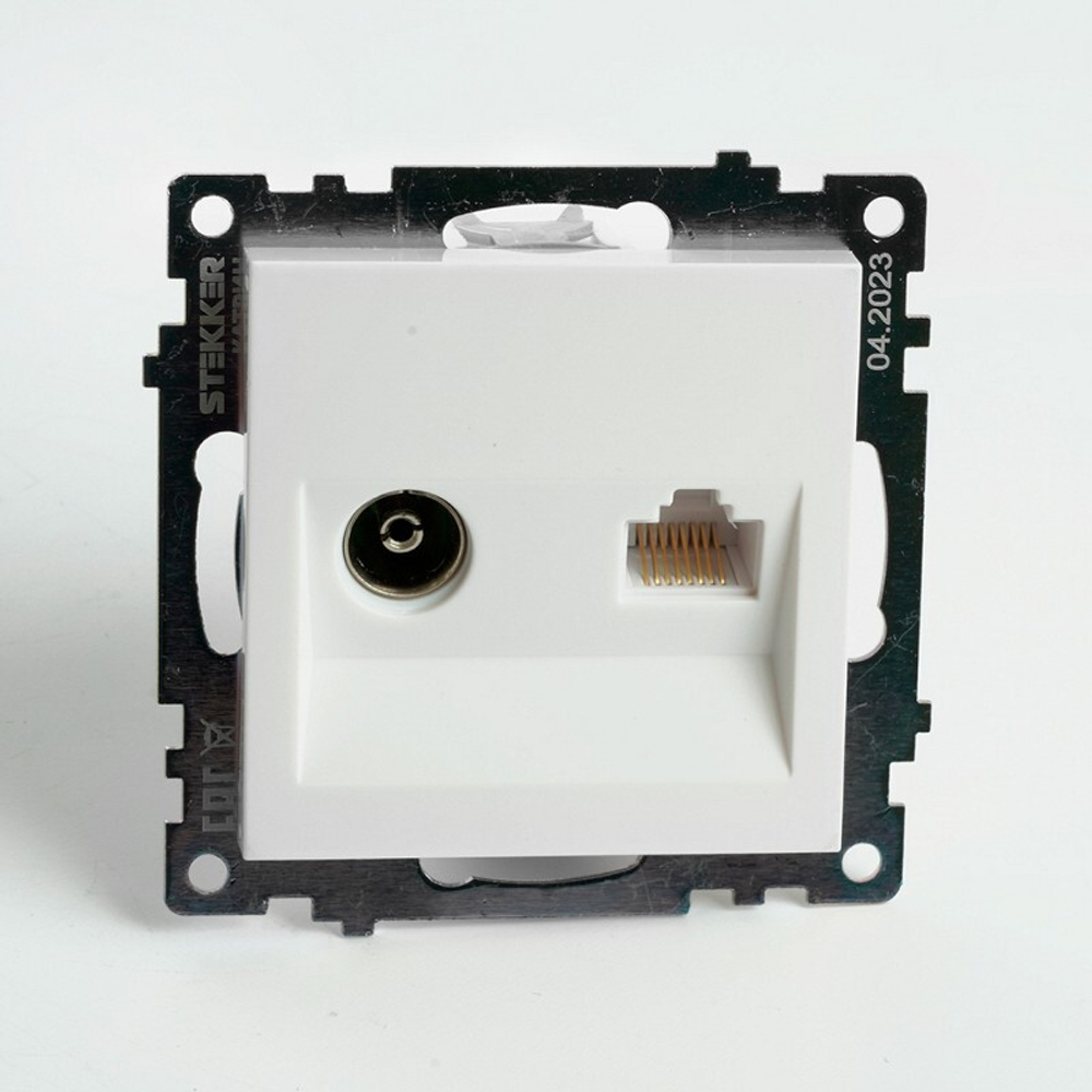 Розетка TV + компьютерная RJ-45  механизм . серия Катрин. белый. GLS00-7106-01