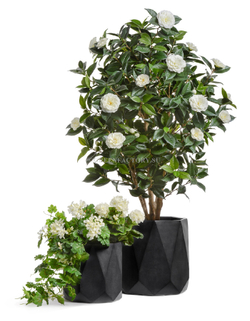 Кашпо TREEZ ERGO - серия Rombo - Цилиндр-многогранник- Антрацит