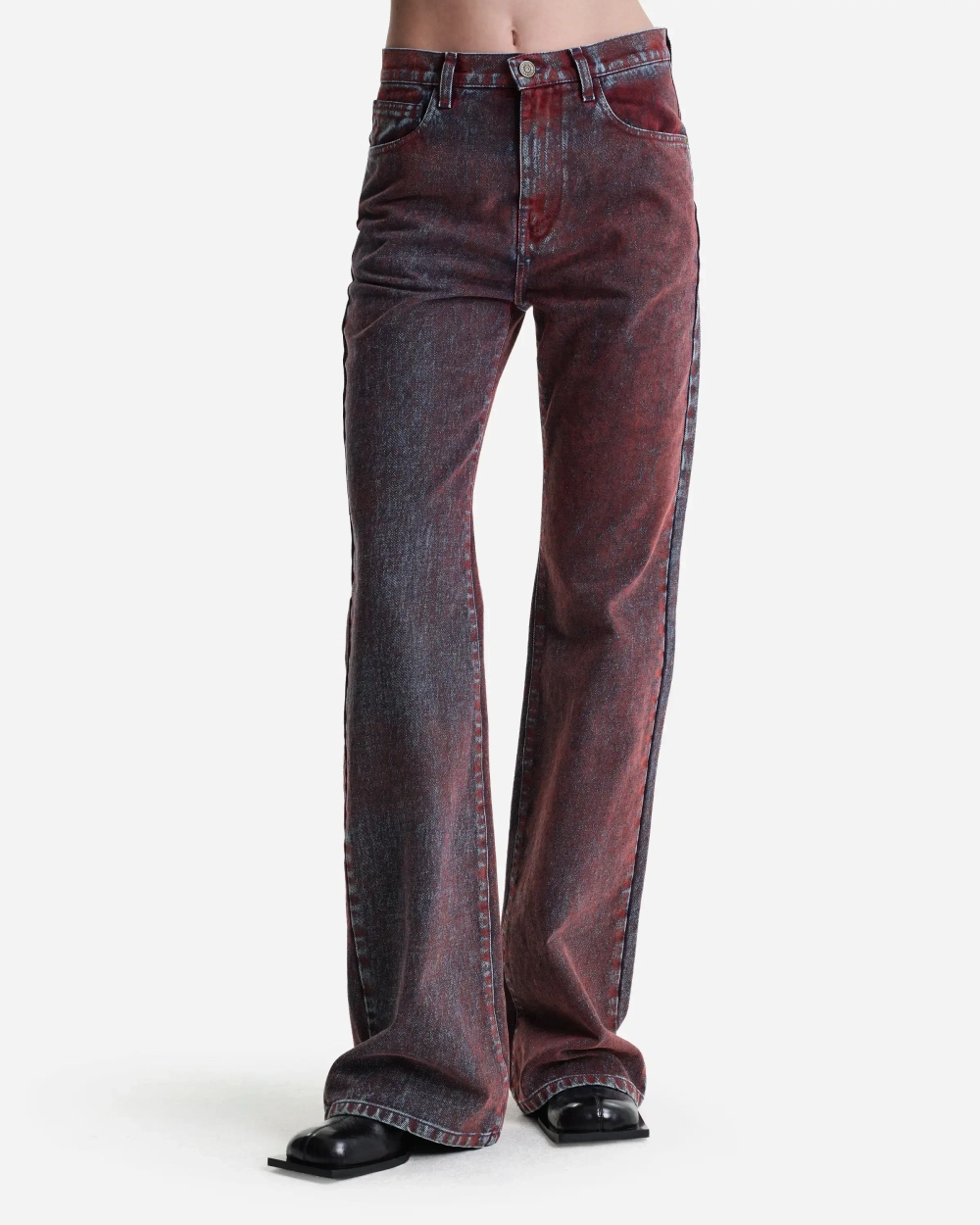 Джинсы клеш с бархатным покрытием