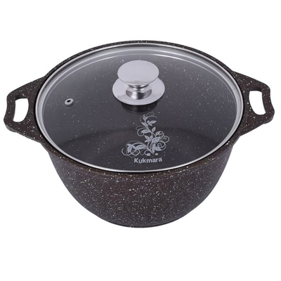 Кастрюля 3л «Мраморная»(кофейный мрамор) со стеклянной крышкой кмк32а